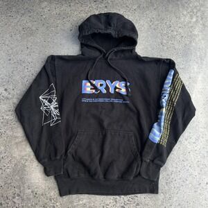 MSFTSrep ERYS Hoodie Mens Medium Black Graphic Pullover Sweatshirt Streetwear